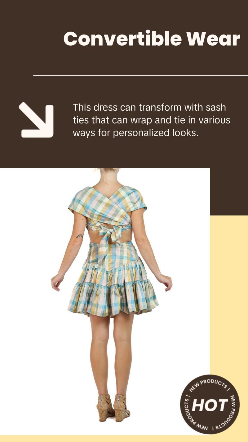 Morphew Collection Mixed Pastels Silk Taffeta Plaid Denise Dress