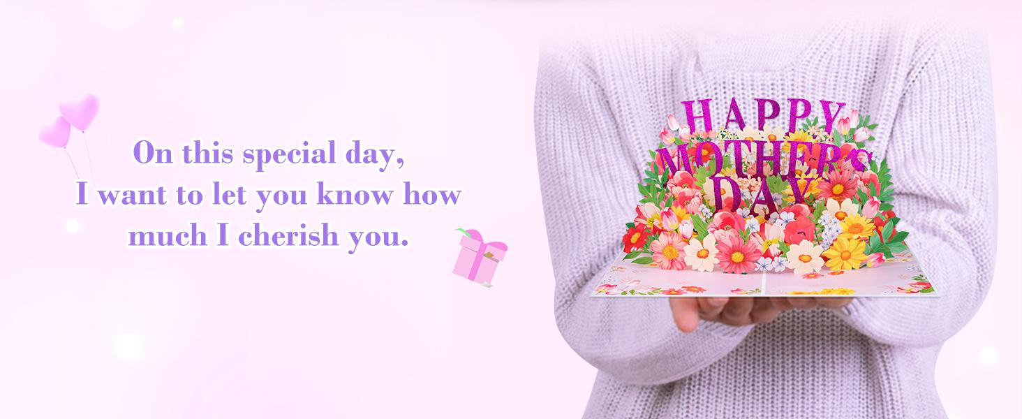Best Mom Gift! D4DREAM Pop Up Card  Mother's Day Flower Greeting Card for Her