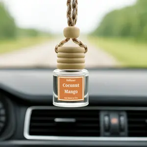 Coconut Mango Glass Car Diffuser – Long-Lasting Car Air Freshener Calming Scent • Up to 60 Days