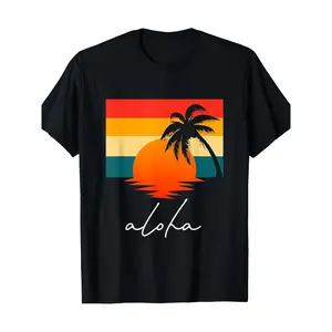 Aloha Hawaiian Palm Tree T-Shirt - 100% Cotton, Short Sleeve, Beachwear, All Seasons Wear ICB
