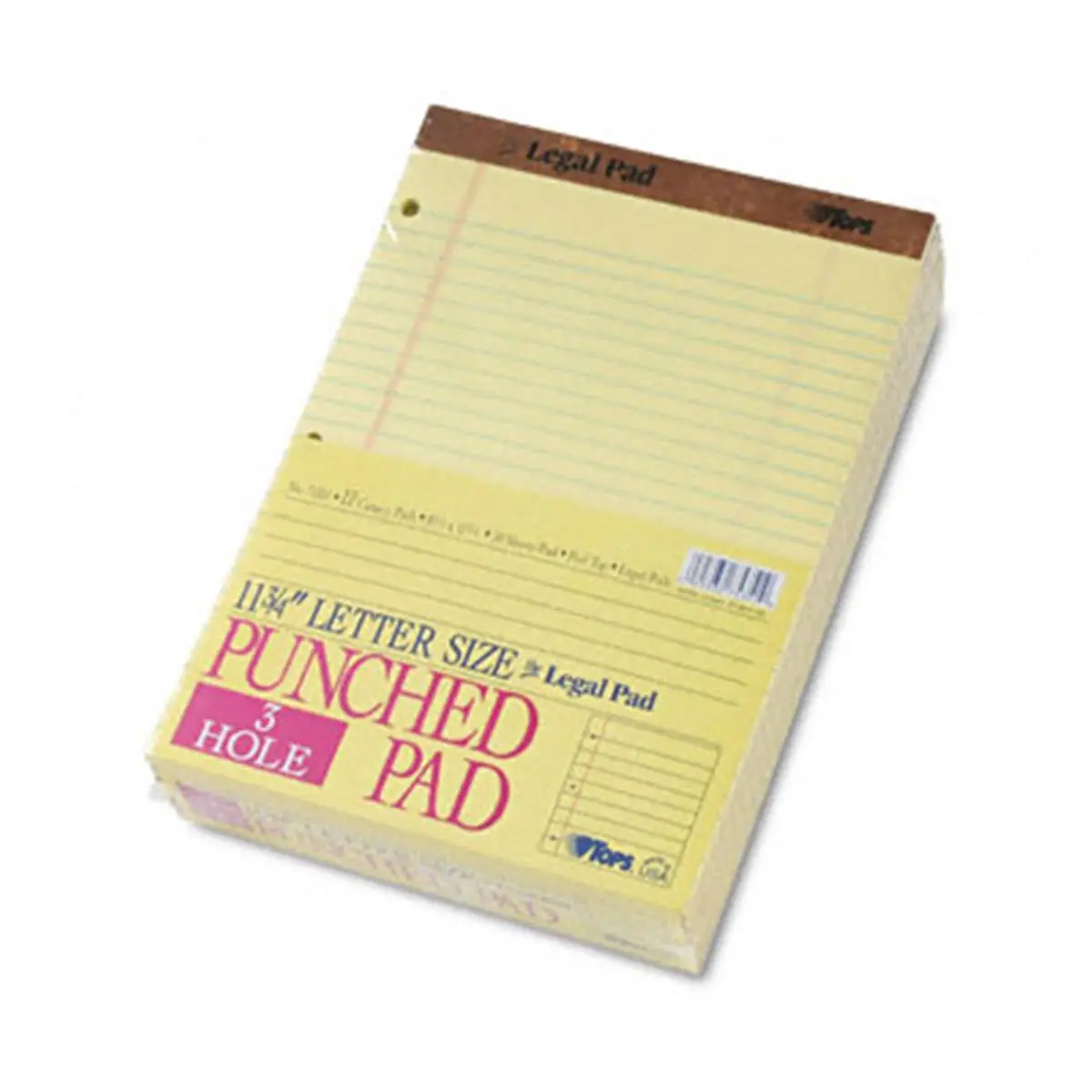 212 MAIN Legal Pad - Pads of Paper, 3-Hole Punched, Perforated 8.5"x11.75" Letter-Size Canary 28-Line Ruled Pages, Easy-Tear, Economical 12-Pack (50 Sheets Each)