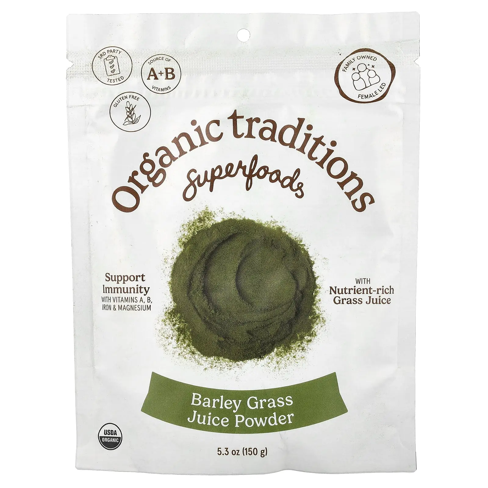 Organic Traditions Superfoods, Barley Grass Juice Powder, 5.3 oz (150 g)