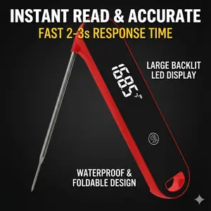 Smart Motion Sense Meat Thermometer - Ultra Fast 0.6s Instant Read Digital Food Probe - IP66 Waterproof Kitchen Gadget with Auto-Rotating Screen