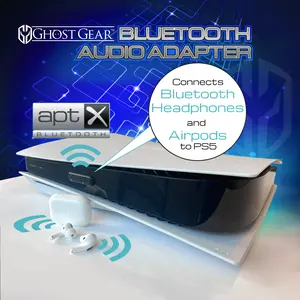 Ghost Gear PS5 Bluetooth Audio Adapter - Wireless Connects PS5 to Bluetooth Headphones & Airpods, AptX No Latency Protocol, Compatible with PS5, PS4, Switch - Console