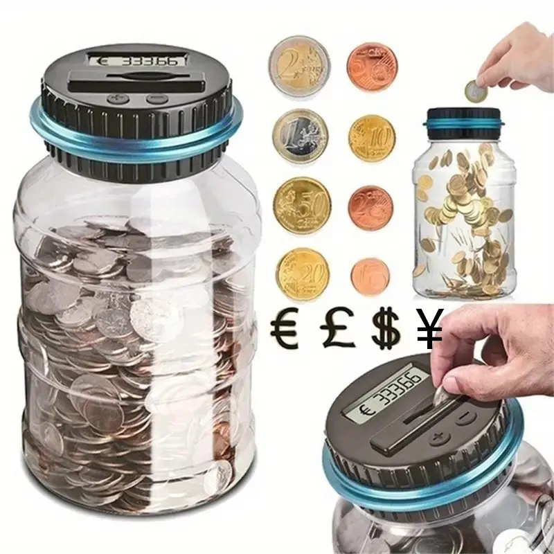 Automatic Coin Counter with LCD Display, Large Capacity Savings Bank, Digital Piggy Bank, Money Box, Durable Abs Resin, Perfect Gift for Halloween, Thanksgiving, Christmas