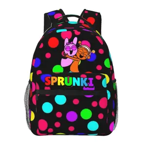 Sprunki school backpack with large capacity — casual daypack for outdoor sports and office; cartoon Sprunki merchandise laptop backpack and school bag for boys, girls, and gift giving