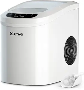 COSTWAY Countertop Ice Maker, 26LBS/24H Portable and Compact Ice Maker Machine, Ice Cubes Ready in 6 Mins, Electric High Efficiency Small Ice Maker with Ice Scoop for Home Kitchen Office, White