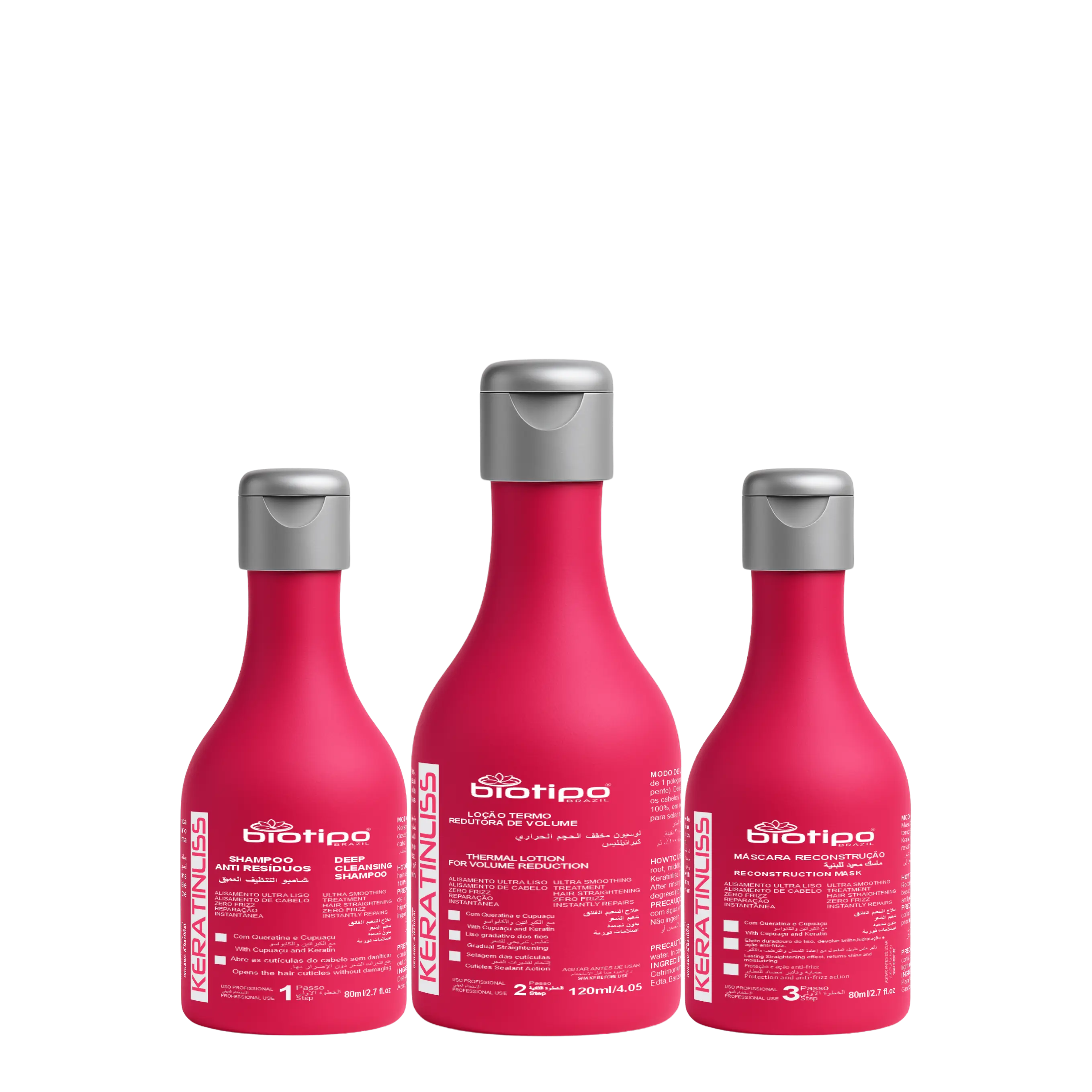 Biotipo Brazil Keratin Smoothing Haircare Kit (280ml) - 3-Step Shampoo, Conditioner & Mask for Adults' Dry/Frizzy Hair, Deep Cleansing & Anti-Frizz Treatment, Home & Salon Use