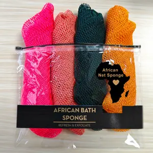 4 Piece African Exfoliating Net Sponge Bundle, Ethically Sourced from Nigeria Bath Sponge Bath Sponge Shower