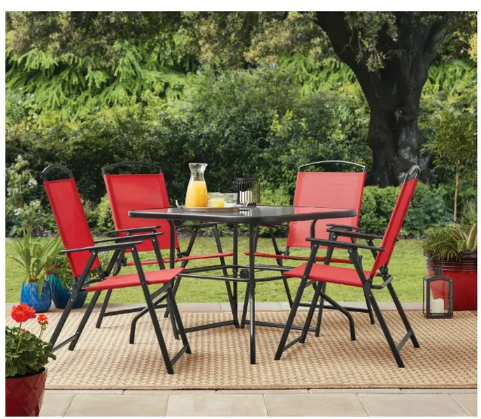 Mainstays Albany Lane 5-Piece Dining Set, Red, Outdoor Living