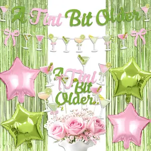 Glitter Birthday Decorations, Tiny Bit Older Banner & Olive Garland, Table Topper Bows for Girls Women, Martini Bar Party Supplies, Set