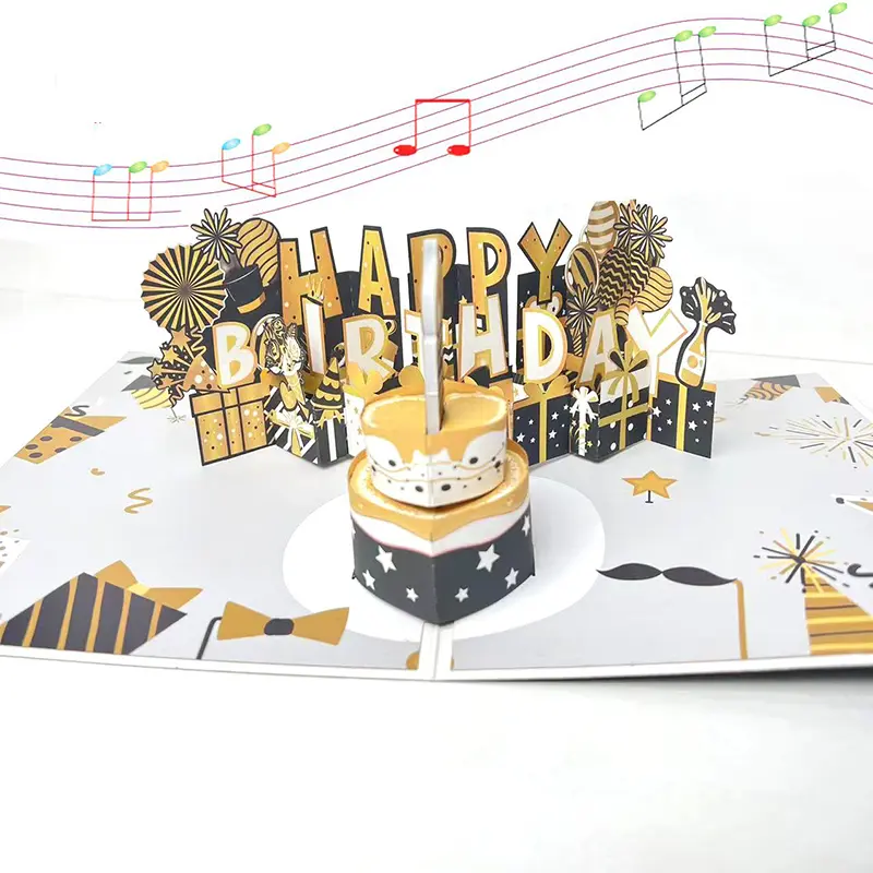 Blow Air Light Music Greeting Card 15*20 - Black G