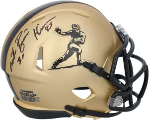 Mike Rozier Nebraska Huskers Autographed Gold Heisman Riddell Speed Mini Helmet with "83 Heisman" Inscription - Fanatics Authentic Certified