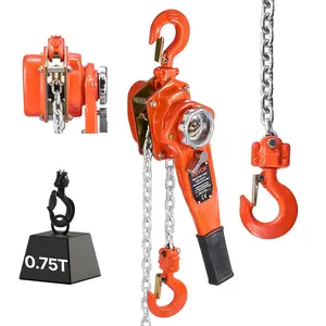 VEVOR Manual Lever Chain Hoist Hand Winch, 3/4T 1650LBS Heavy Duty Come Along, 5FT Lift G80 Alloy Steel Chain, Dual Pawl Mechanical Brake, 360°Rotating Hooks, for Warehouse Construction