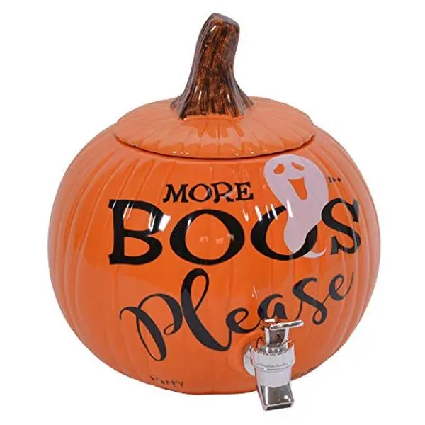 Halloween Pumpkin Drink Dispenser 11-Inch Ceramic Orange with Working Spigot Home Decor