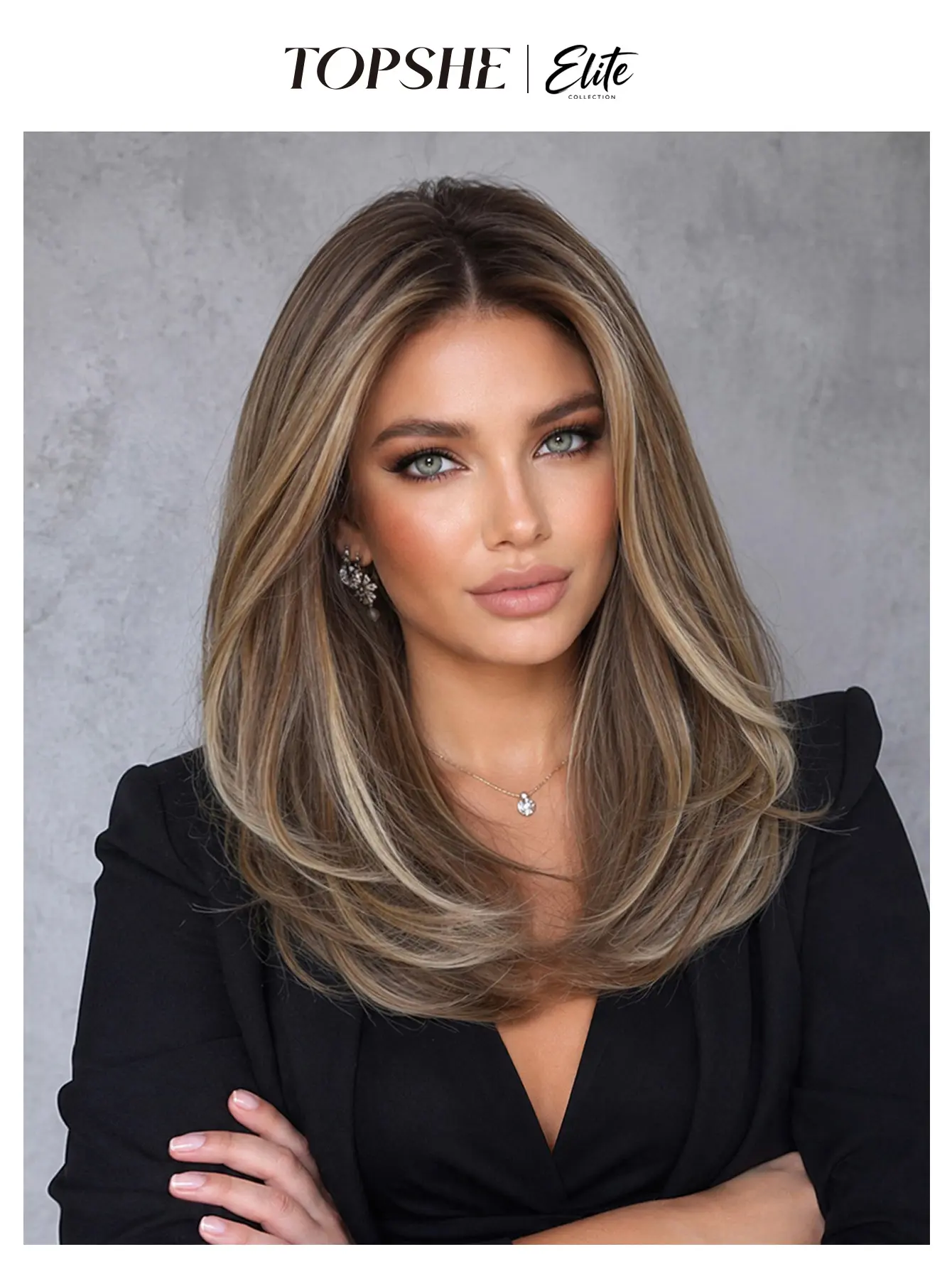 Camilla | TOPSHE 18 Inch Brown Highlight HD Lace Front Wig, Glueless Heat Resistant Synthetic Wig for Women