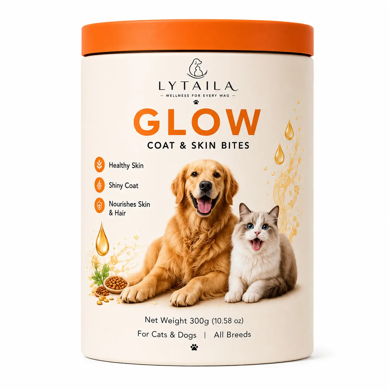 Omega Fish Oil Skin & Coat Chews for Dogs & Cats | Healthy Skin & Shiny Fur Support