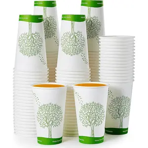 210 Count 16 oz Compostable Cups, Biodegradable Disposable Paper Cups with PLA Lined,  Paper Coffee Cups for Party, Picnic,Travel,and Events