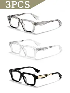 CATERSIDE Elegant Square Metal Frame Glasses with PC Lenses, Anti-Blue Light, Unisex Optical Eyewear for All Seasons, Perfect for Gifts and Parties, Fashion Glasses, Square Frames