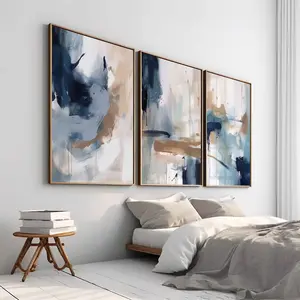 Navy Blue Wall Art Set of 3 Printable Wall Art Modern Wall Art Blue Abstract Art Minimalist Poster, Vintage Poster, Décor