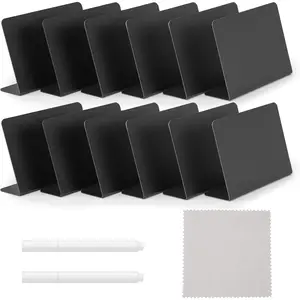 12 Pcs 4"x3" Mini Chalkboard Signs for Food Reusable PVC Food Labels Reserved Table Signs for Party Buffet Birthdays Bakery Weddings Table Numbers Buffet Display Place Cards Name Tag