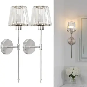 2Pcs Rechargeable Wall Lamps, Wireless Crystal Wall Lamps, Removable RGB Rechargeable Bulbs, Remote-Controlled Dimmable, Powered by a 2000mAh Battery, For Bedroom, Bedside, Study, and Living Room Indoors Lighting