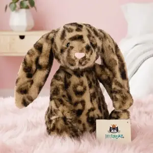 Jellycat Cobblehop Leopard Bunny Plush, Cute Stuffed Animal Doll, Gift for Her, Soft Collectible Bunny with Dust Bag, NWT