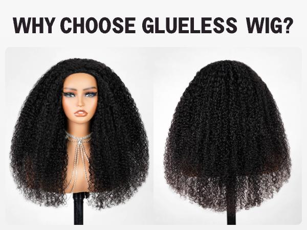 [3 IN 1 HALF WIG] Megalook Affordable Seamless Kinky Curly Half Wig Glueless Human Hair Wigs Flip Over Wig Beginner Friendly Easy Wear Go Quick Weave Hair