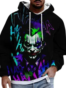 Men's Hooded Sweatshirt, Full Body Pattern, Casual Loose Fit, Comfortable Streetwear, Durable Fabric, Fall & Winter Fashion