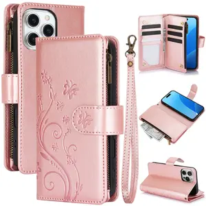 Butterfly Pattern Phone Case, Flip Leather Phone Case, Compatible with Apple 11/12/13/14 Plus/15/16/17 Pro Max, Scratch-resistant and Drop-proof Full Coverage Design, Unisex Drop-proof Air Cushion Case
