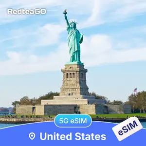 RedteaGO USA eSIM Unlimited Data 5G Instant Activation Travel SIM Card for iPhone & Android United States