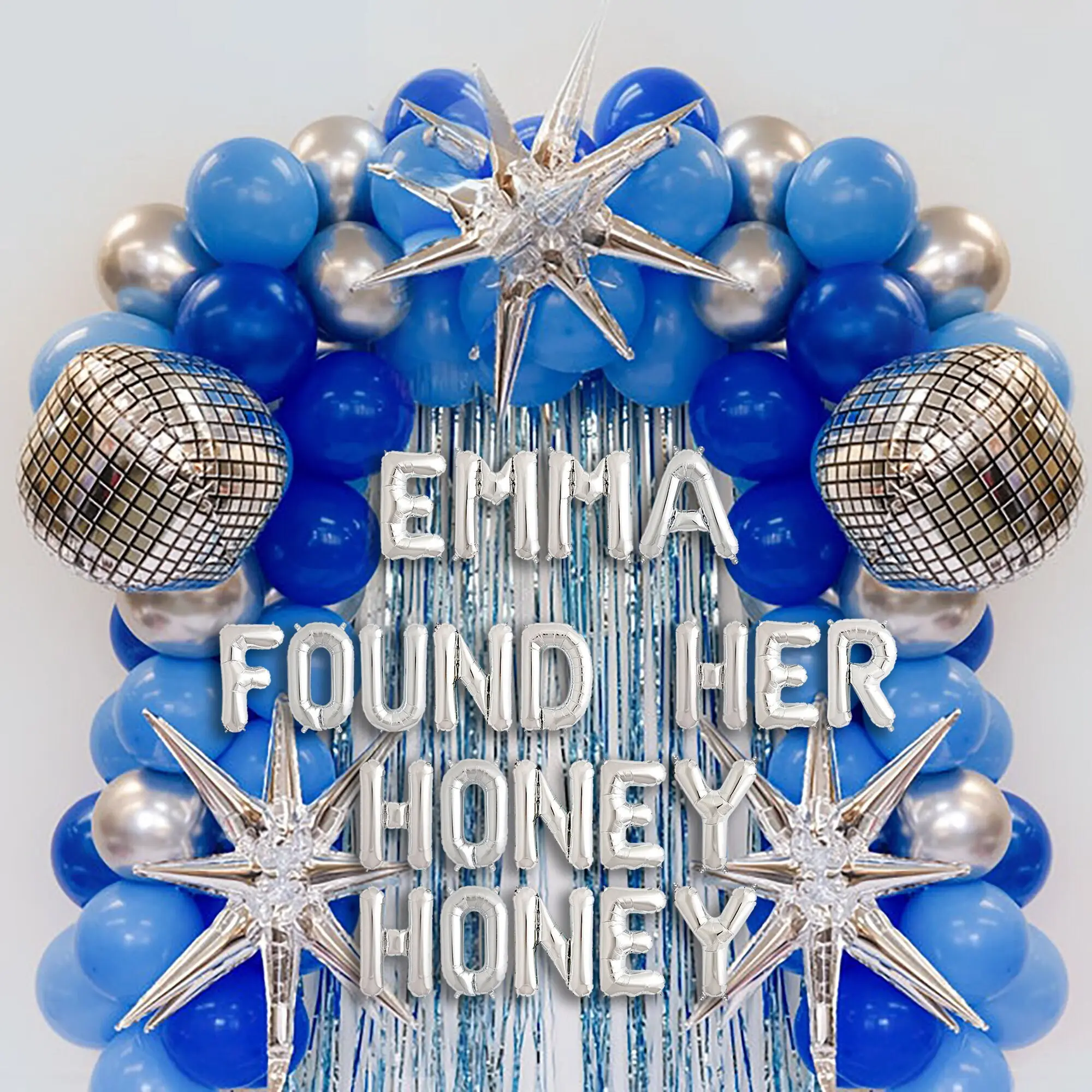 She Found Her Honey Honey Balloon Garland Set | Mama Mia She Found Her Honey Honey Blue Disco Mediterranean Theme Bridal Shower
