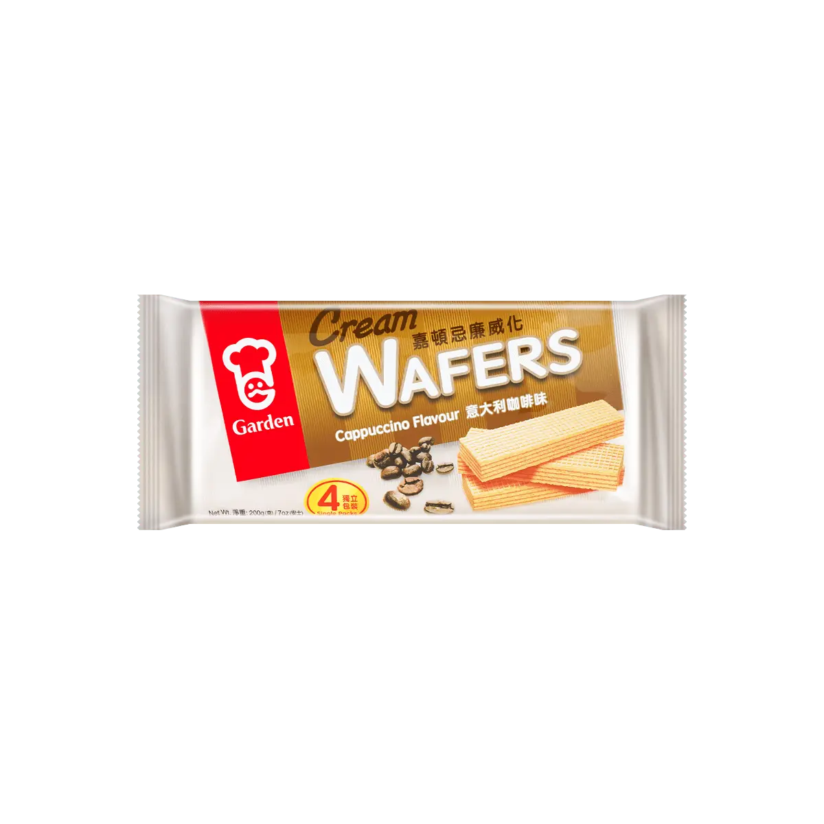 GARDEN Hong Kong Wafer Biscuits - Italian Coffee Cream Filled Crispy Snacks, 200g