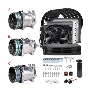 Universal Automotive 12V 24V A/C Air Conditioning Kit for Truck Minibus Van Tractor Digger RV Excavator AC Air Conditioner