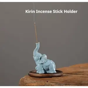 Creative ceramic Jixiang Ruyi line incense burner incense plug, household indoor sandalwood aromatherapy burner tea table ornament, Lucky Elephant aromatherapy small ornament