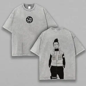 Shikamaru Nara - Naruto Anime Double Printed Vintage Washed Tee Unisex Oversize Anime Manga Washed Heavyweight Cotton T-shirt, Gift For Anime Fan, Anime Lover