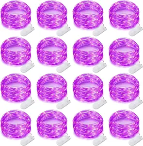 16 Pack 30 Led Fairy Lights Battery Operated String Lights 10 Feet Waterproof Twinkle Lights Mason Jar Purple