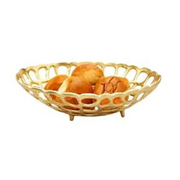 Classic Touch GBB1012 Oval Gold Looped Bread Basket