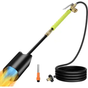 Propane Weed Torch with 10FT Hose Heavy Duty Weed Burner Flamethrower Propane Torch Kit Blow Torch Garden Torch Flame Weeder Torch for Propane Tank Adjustable Flame for Wood Snow Road