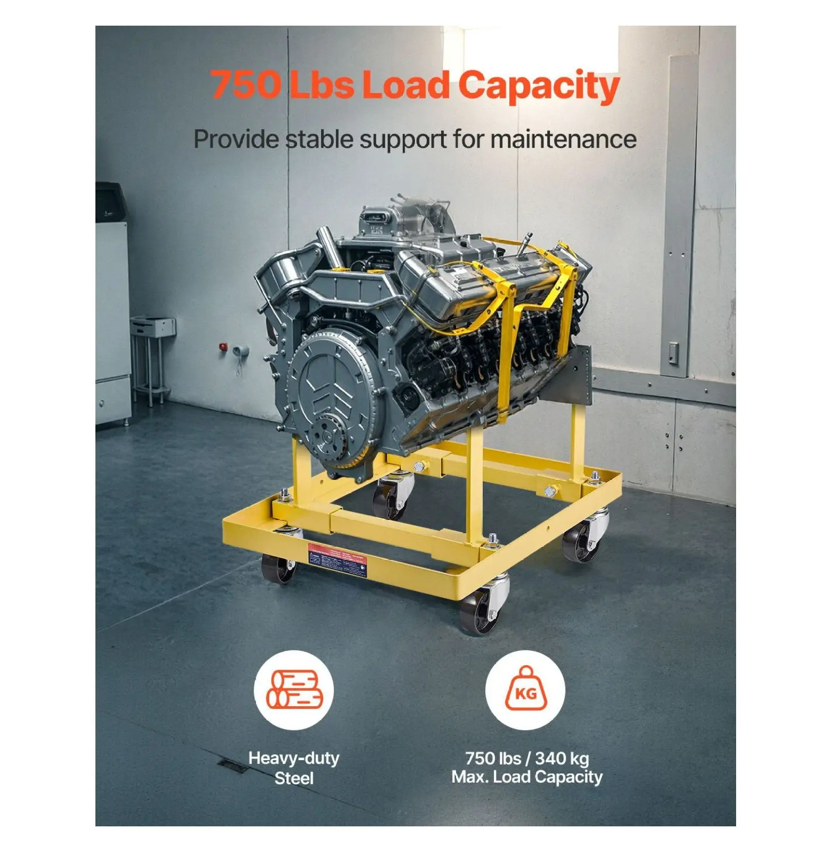 Engine Stand 750 LBS Capacity Motor Stand Adjustable Width & Length Heavy Duty Steel Rectangular Frame