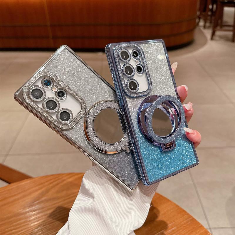 Compatible with S26Ultra/S25Ultra/s24 /s23 /s22 Mirror Stand Glitter phone case -HN-SX414-1
