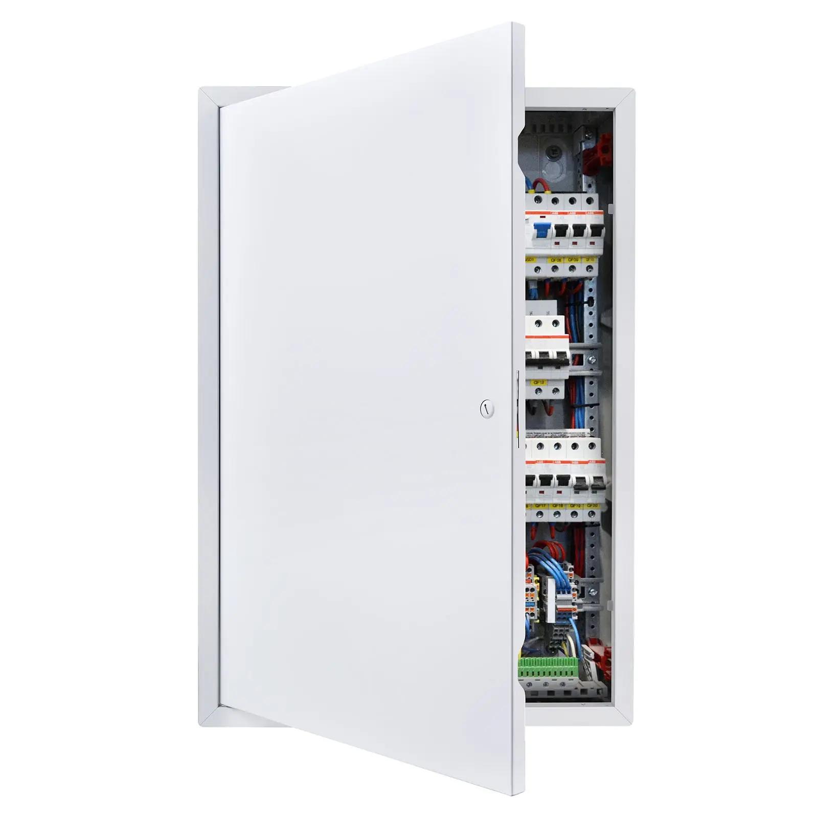 VEVOR Galvanized Steel Drywall Access Panel Doors, 25.3x17.2in Hinged Door with L-Shaped Spring Latch Pin, 16.4x24.4in Cutout Size, 1:1 Paper Template, Rust-Resistant, Stiffening Ribs Reinforced, 4.63lb Easy-Install for Ceiling Plumbing, Basements