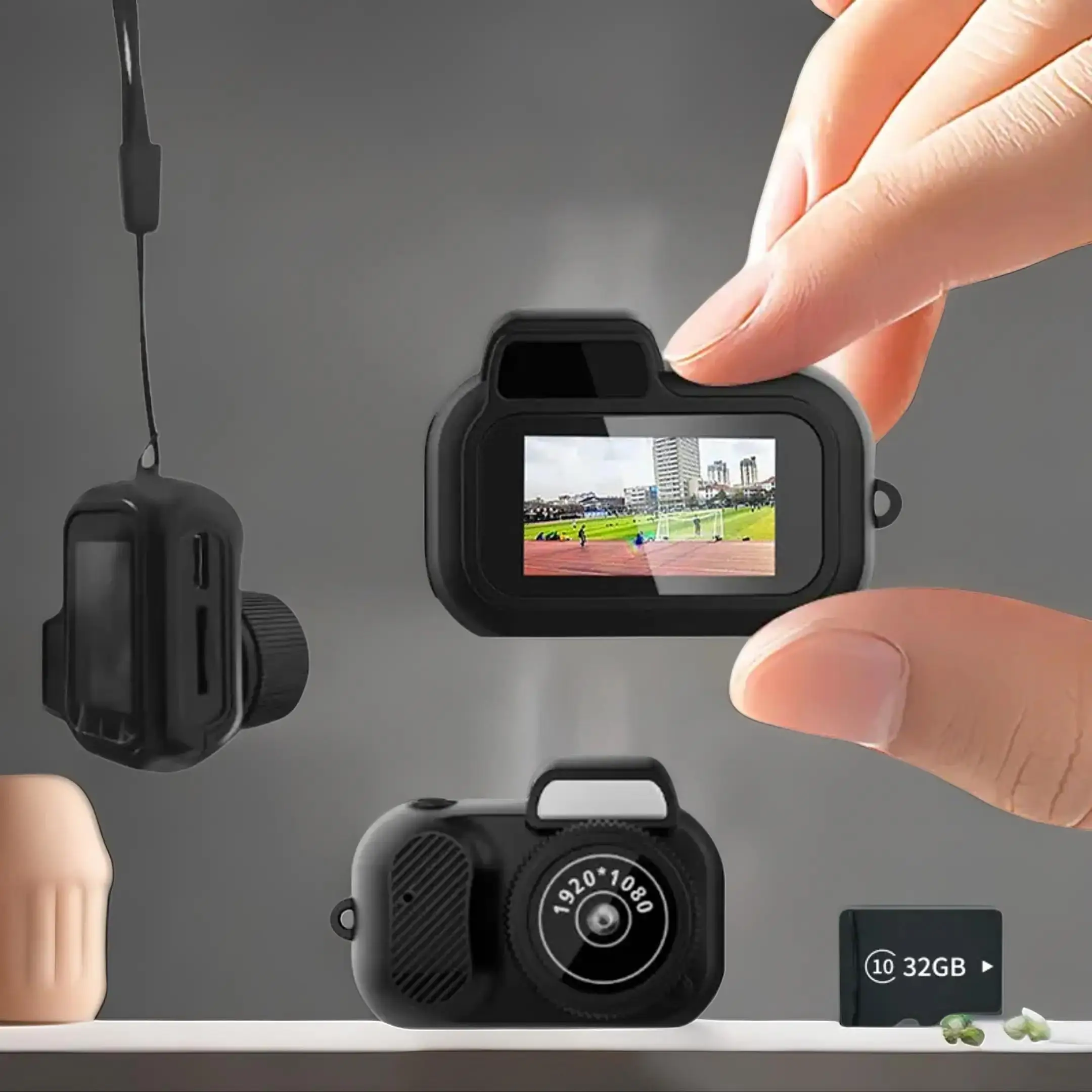 Keychain Camera, Built-In Screen-Necklace Camera, 1080P HD Video Mini Camera, Durable Compact and Portable Camera for Videography Memories Vlog, Gifts