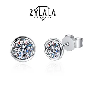 [015] Synthetic Moissanite Stud Earring Classic Bubble Shape Sterling 925 Silver Earrings Luxury Style Delicate Christmas Anniversary Gift