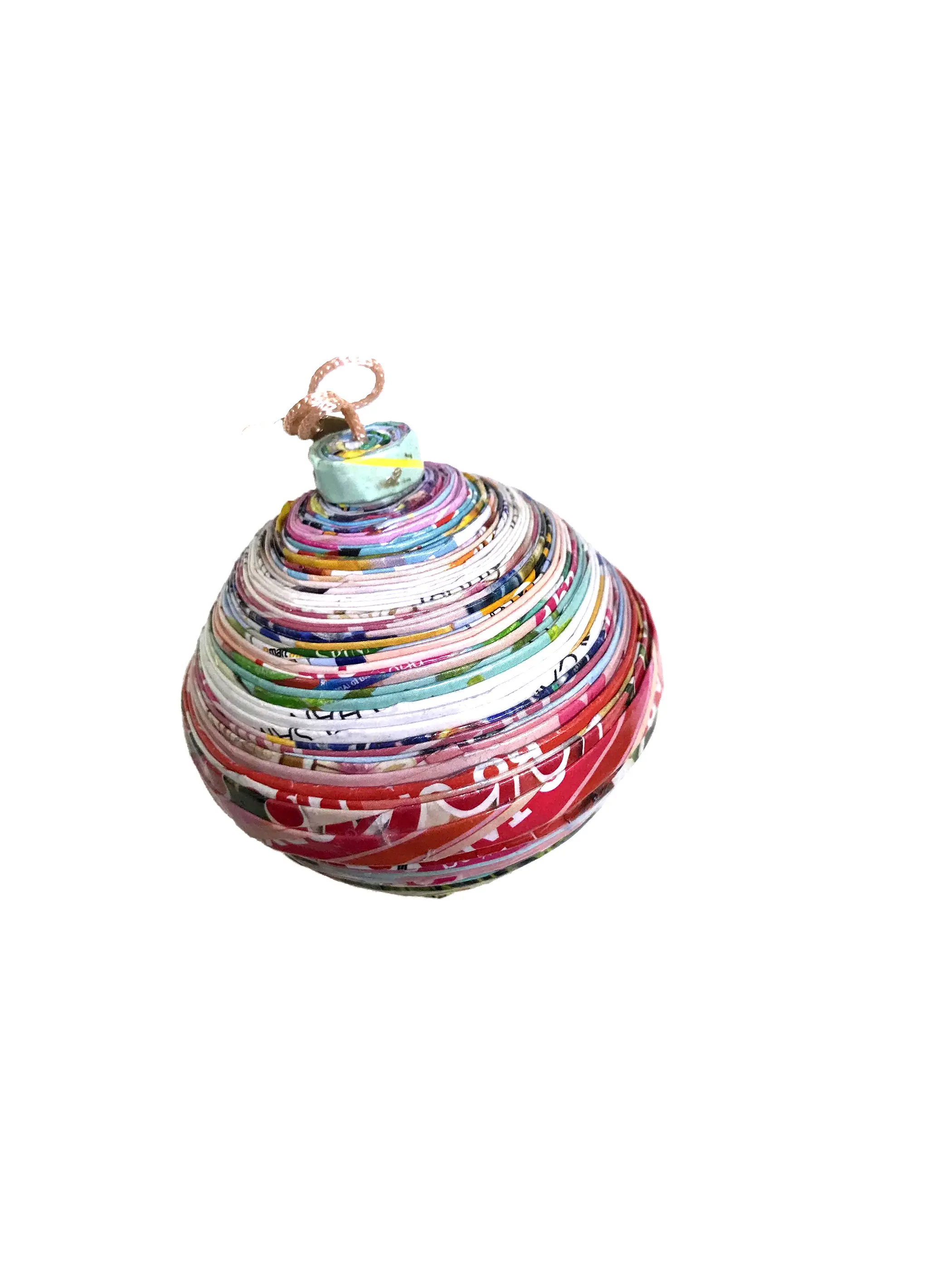 Christmas Ball, Paper Ornament, Handmade from Recycled Magazines