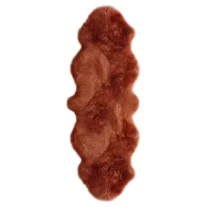 Long Wool Sheepskin Premium Double Rug: Orange