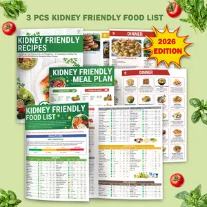 Set of 3 Kidney Friendly Food List Charts, Renal Diet Meal Plan For CKD, Dialysis & Hypertension, Kidney Recipes Support, Oxalate Level & Sodium Potassium Phosphorus Management