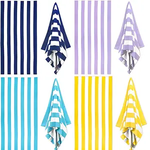 Super Absorbent Microfiber Beach Towel, Quick Dry Striped Pattern, Bath Towel, Yoga Mat, Perfect for Pool, Camping, Gym, Travel, Quick Drying Towel