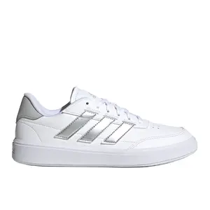 adidas Womens Courtblock Metallic Lace Up Sneakers Shoes Casual - White