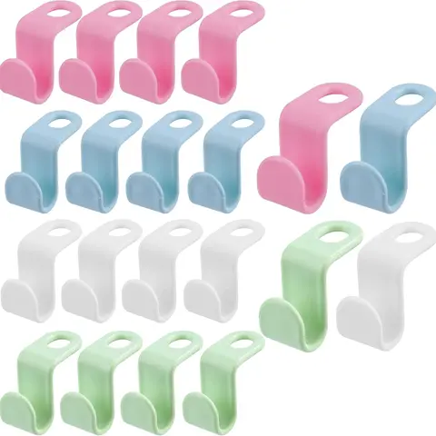 Strong ABS Plastic Clothes Hanger Connector Hooks - 40 Pieces Smooth Attachment Hooks Hangers & Pegs, Small Size, Heavy Duty, Convenient Use, Space-Saving Closet Racks Organizers